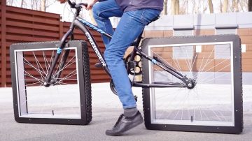 Inventan bicicleta con ruedas cuadradas y el video se vuelve tendencia en redes sociales