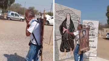 El jubilado cordobés que viajaba en una bici de madera llegó al Santuario de Mama Antula