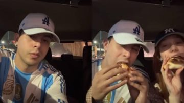 Rusherking y Ángela Torres, pasearon por Santiago y probaron empanadas