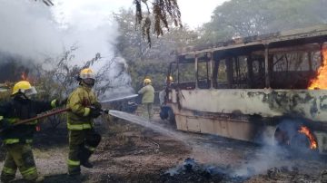 Terrible incendio en un baldío consumió cuatro colectivos