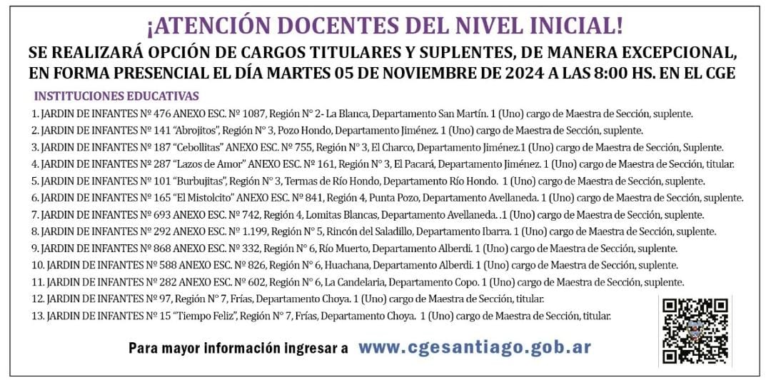 Opción de cargos docentes