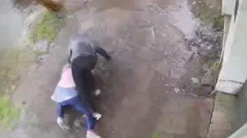 VIDEO | Delincuente le hundió la cabeza en un charco a una mujer para robarle su cartera