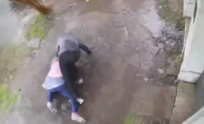 VIDEO | Delincuente le hundió la cabeza en un charco a una mujer para robarle su cartera