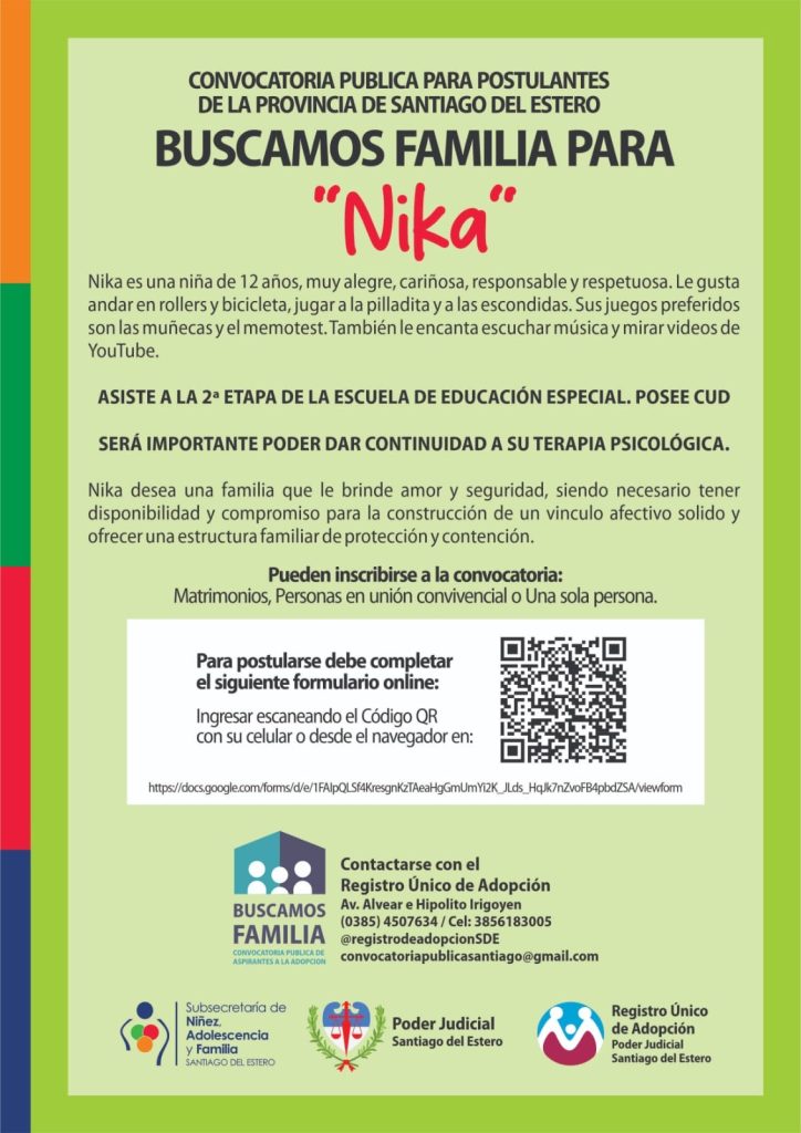 Convocatoria para adoptar a Nika