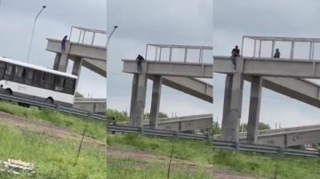 VIDEO. Una mujer intentó lanzarse al vacío desde el puente peatonal de Avenida Circunvalación