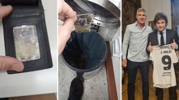 VIDEO: Tiró a la basura la foto de su ídolo Martín Palermo tras verlo junta Milei