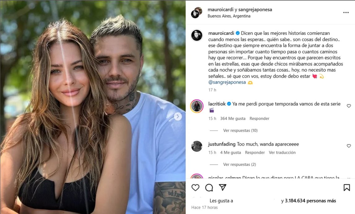 El gesto de Mauri Icardi al que Wanda respondió tras blanquear la relación con La China