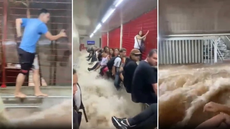 VIDEO: Una tormenta inundó los subtes y los pasajeros debieron aferrarse a las barandas para salvarse