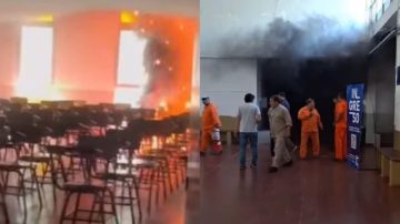 VIDEO. Susto en la UCSE: estalló un aire acondicionado y provocó el incendio de un aula