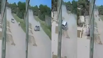 VIDEO. Automovilista volcó en plena fuga tras haber embestido a un motociclista