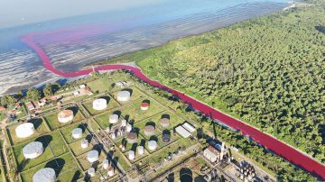 El arroyo Sarandí amaneció teñido de rojo y los vecinos denuncian constantes derrames tóxicos