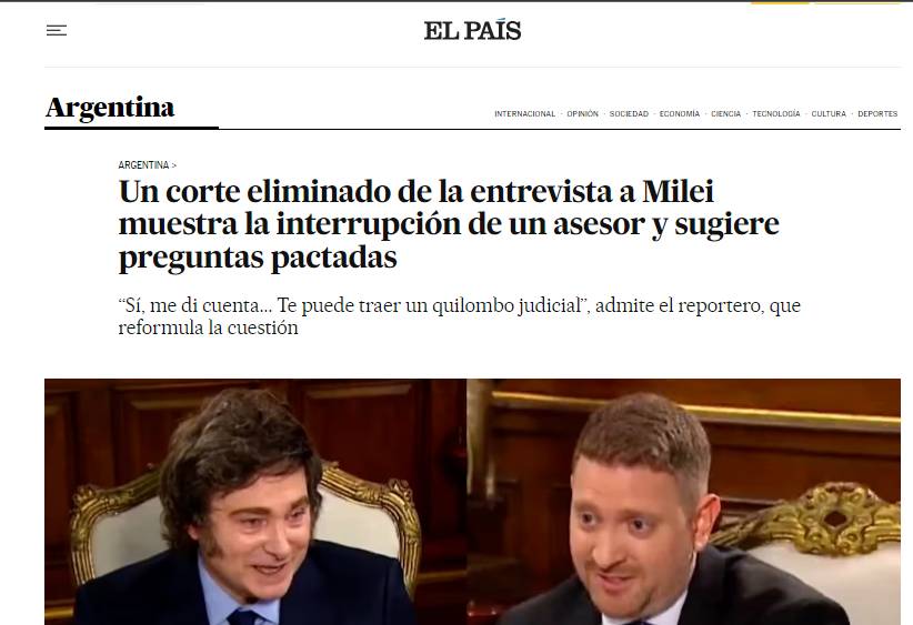 El País, de España, habla de “preguntas pactadas” a Milei