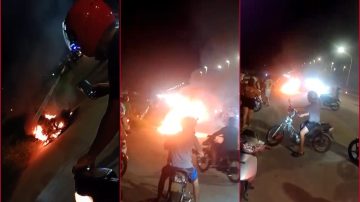 VIDEO: Pánico en la autopista por el incendio de una moto en “las picadas”
