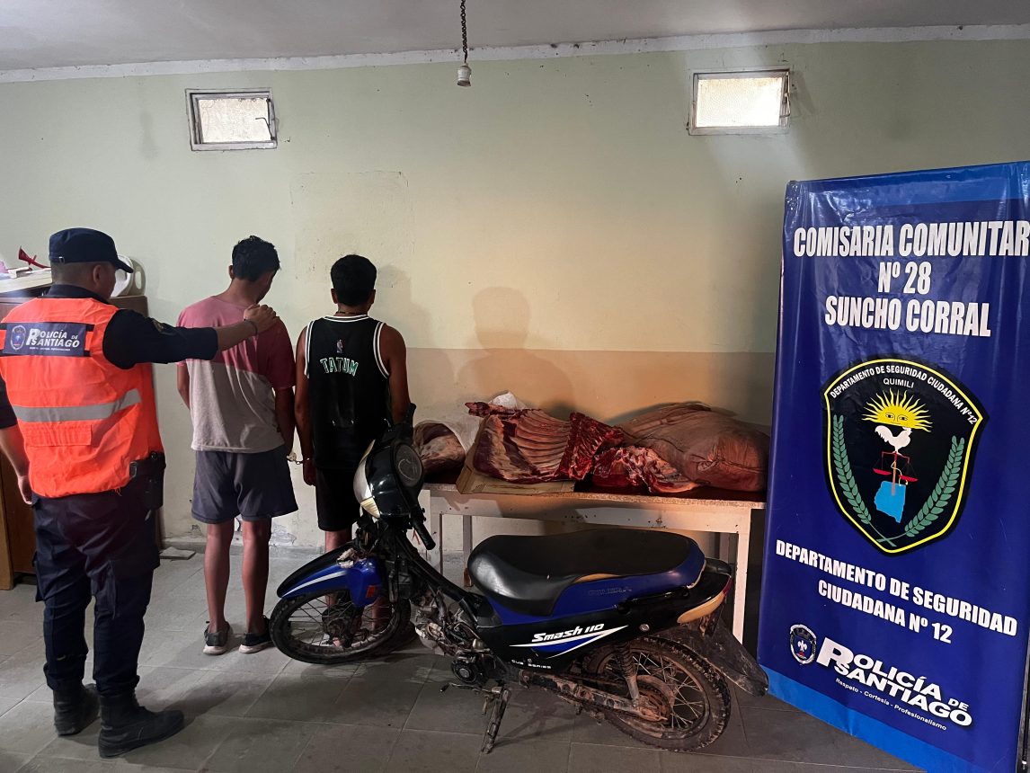 Interceptan a cuatreros que llevaban más de 80 kilos de carne faenada en moto