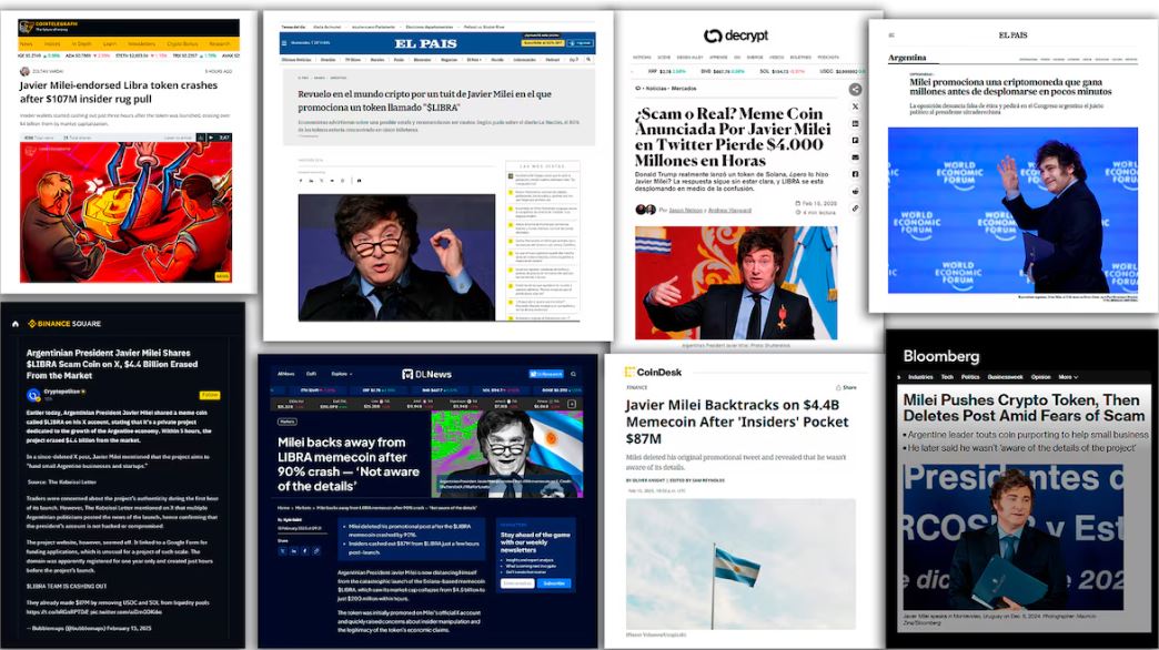 Los medios internacionales reflejan la promoción de $LIBRA, realizada por Javier Milei