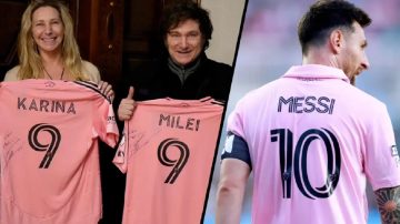 Messi se despegó de la entrega de la camiseta del Inter Miami que recibió Milei