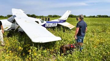Hallaron una avioneta abandonada en un campo y sospechan que transportaba droga