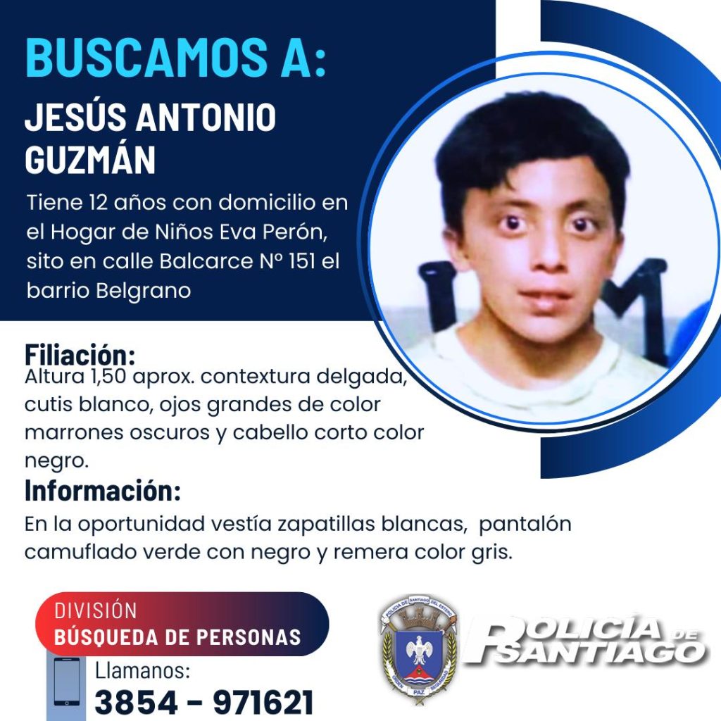 Buscan dar con el paradero de un niño de 12 años