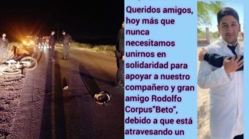 Lanzan colecta solidaria y piden cadenas de oración por un docente que está grave tras chocar una vaca