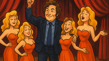 En medio de sus múltiples ocupaciones Milei vuelve al teatro “con rubias voluptosas”