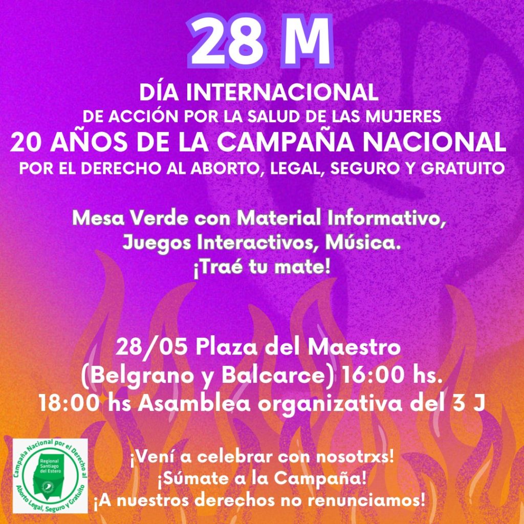 El 28M se celebra en Santiago con actividades por los 20 años de la Campaña Nacional por el Derecho al Aborto