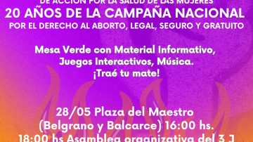 El 28M se celebra en Santiago con actividades por los 20 años de la Campaña Nacional por el Derecho al Aborto