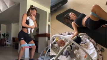 “Entrenando con mamá”: el tierno video de Sol Perez haciendo ejercicios con su bebé