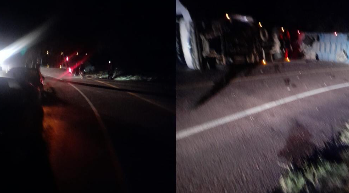 Alerta conductores: un camión volcado mantiene el tránsito interrumpido en la ruta 64