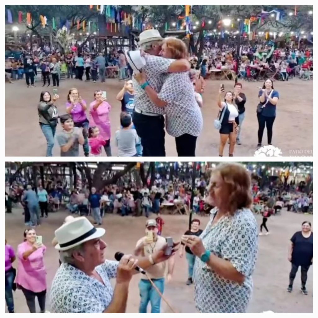Entre chacareras y zambas: Una pareja se comprometió en el Patio del Indio Froilán