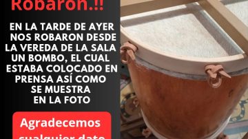 Robaron un bombo de la Sala Cultural Selva Yolanda “Pocha” Ramos en Frías