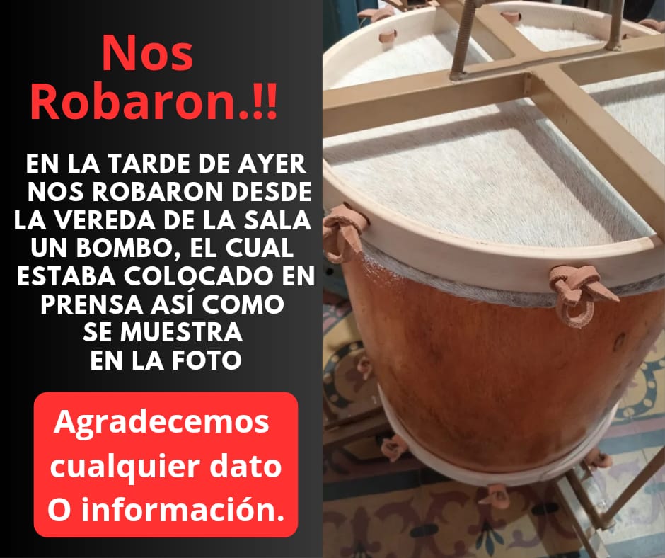 Robaron un bombo de la Sala Cultural Selva Yolanda “Pocha” Ramos en Frías