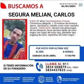 Catamarca: Un joven desapareció y la Policía santiagueña colabora en su búsqueda