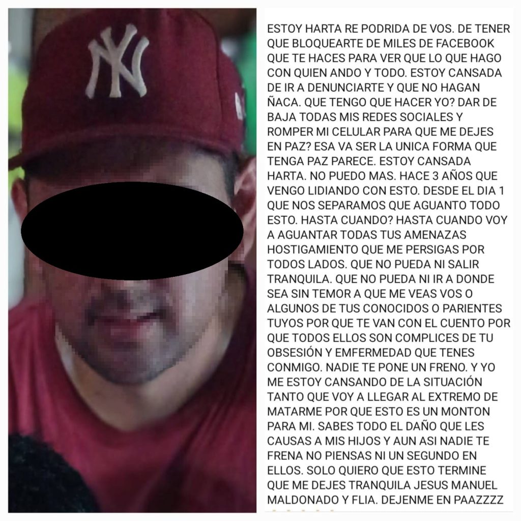 Joven madre afirma que su ex la hostiga hace años y teme “llegar al extremo” con su vida