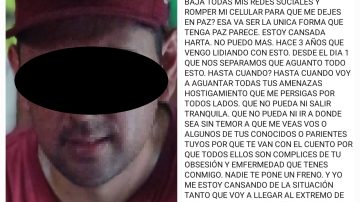 Joven madre afirma que su ex la hostiga hace años y teme “llegar al extremo” con su vida
