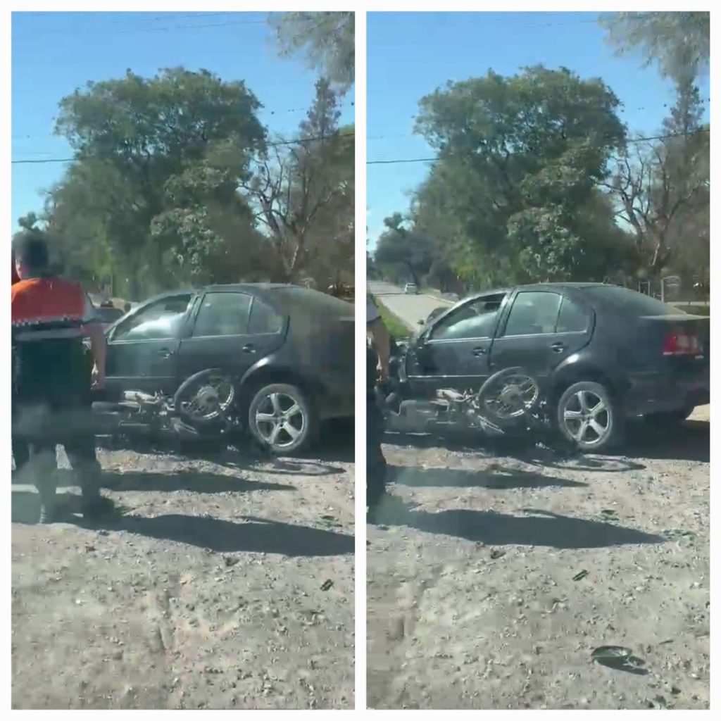 Ruta 9: Terrible accidente entre una moto y un auto en El Zanjón