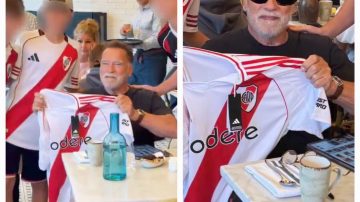 ¿Hincha de River? Por qué Arnold Schwarzenegger posó con la camiseta en la previa del partido