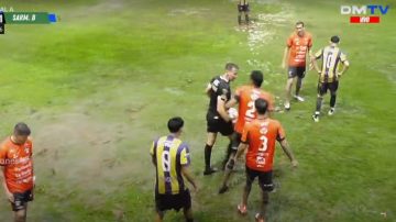 Sarmiento le ganaba 1 a 0 a Bartolomé Mitre en Posadas pero se suspendió por la intensa lluvia