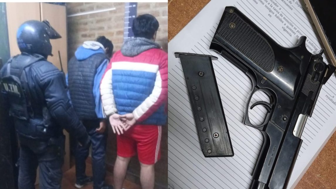 Detienen a dos hombres que portaban una réplica de arma de fuego