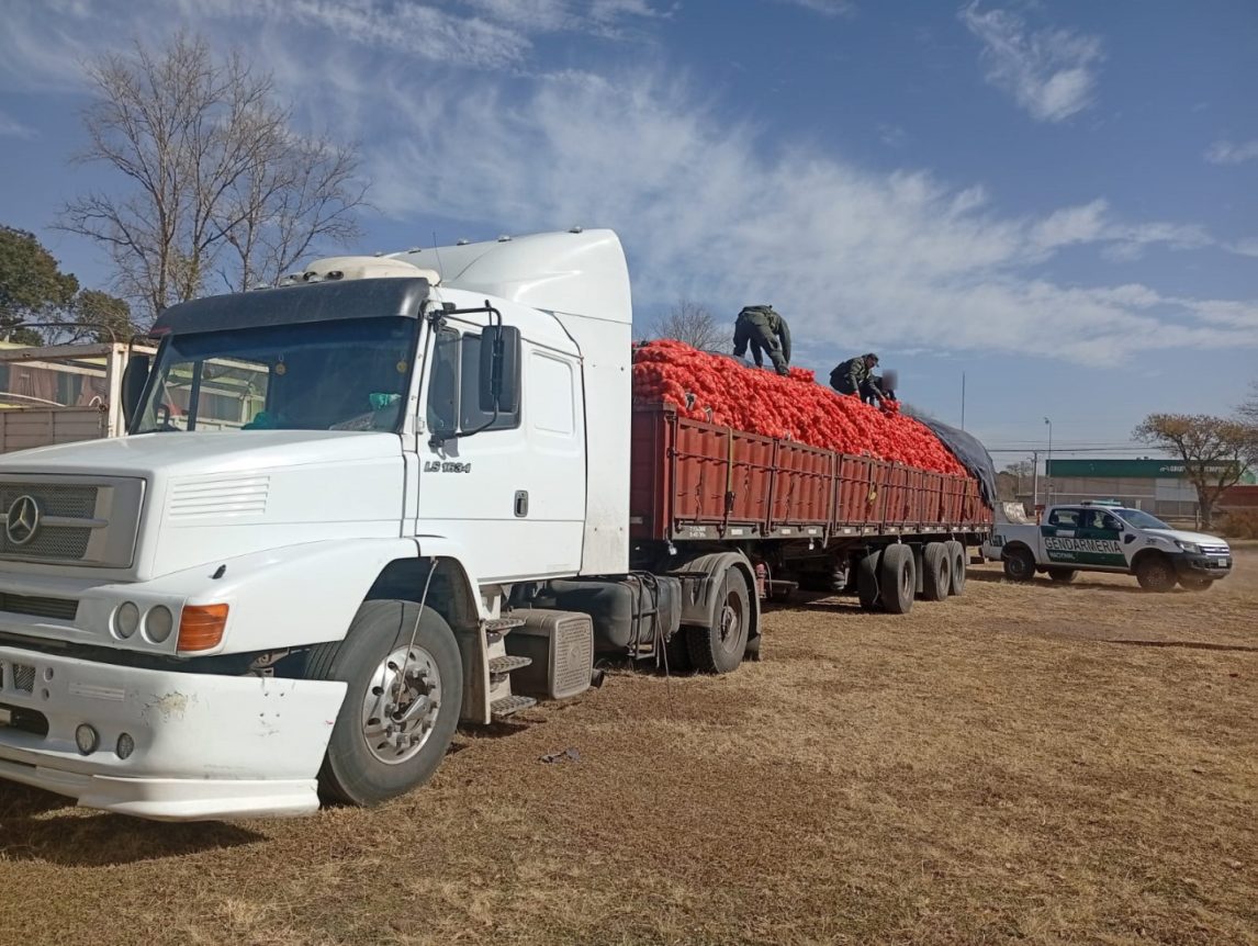 Camionero que transportaba 32 toneladas de cebollas quiso “coimear” a los gendarmes