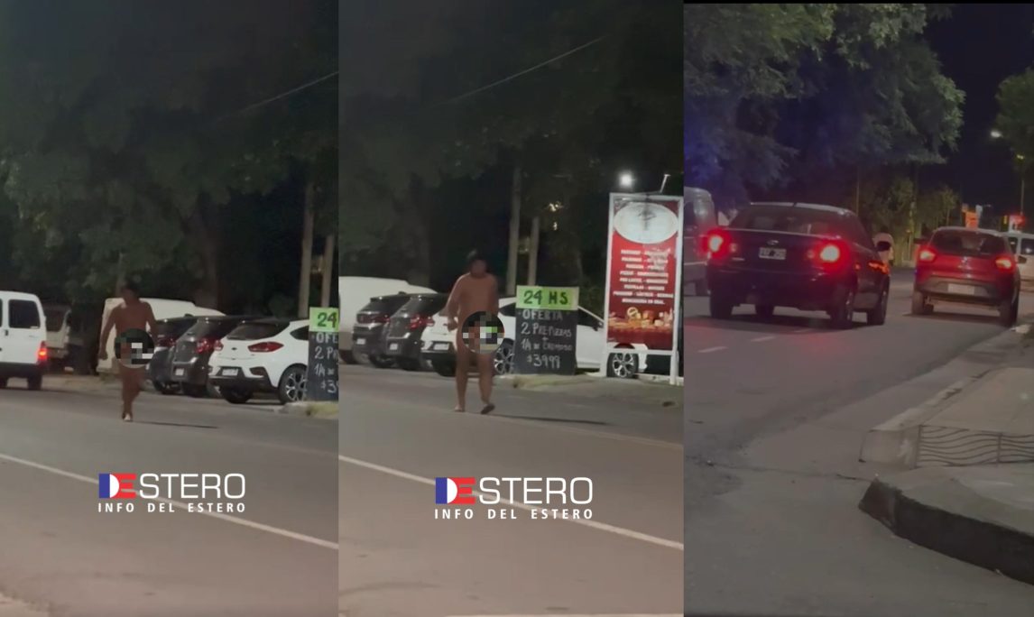 VIDEO | Un hombre caminaba desnudo por plena Avda. Belgrano de La Banda