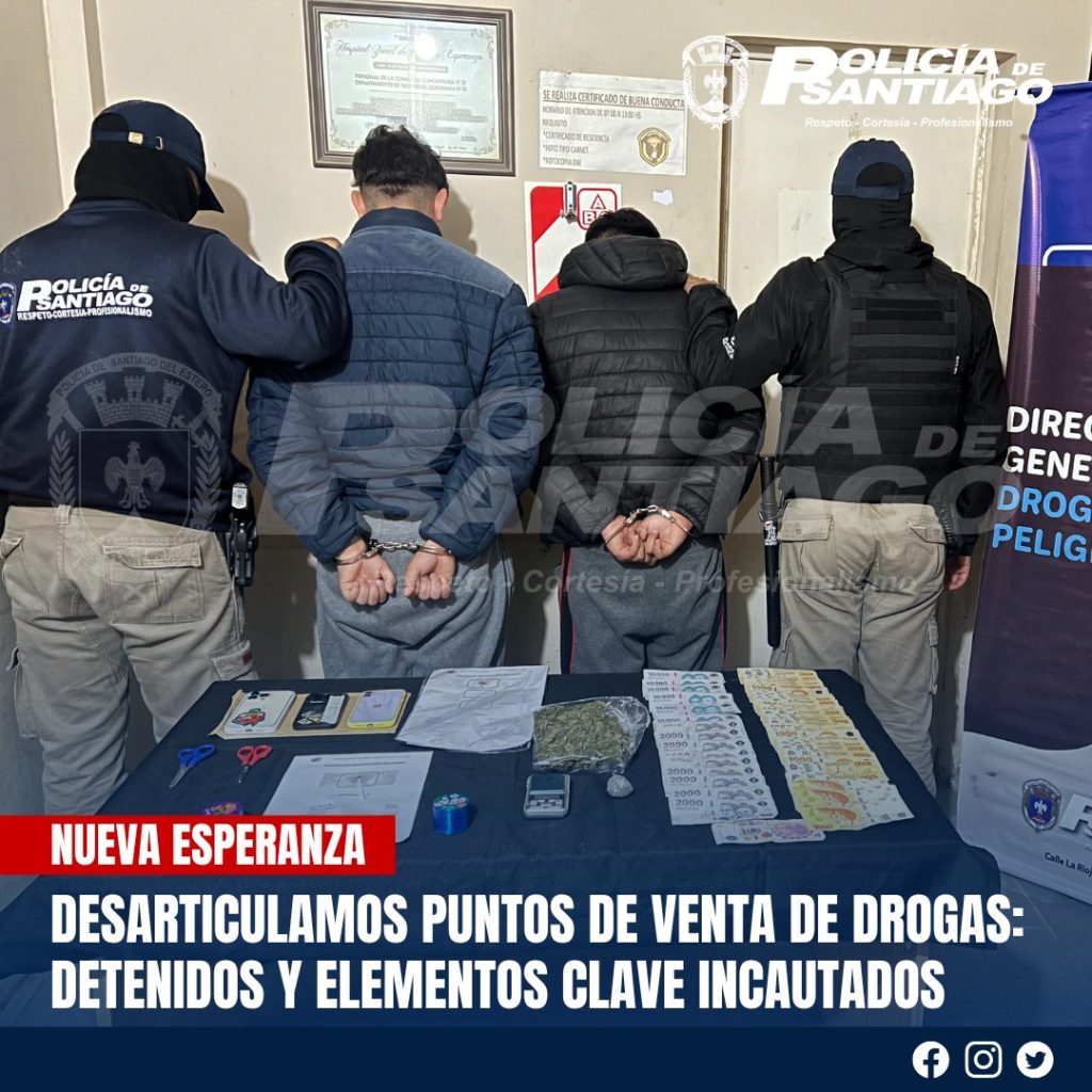 Nueva Esperanza: Dos jóvenes fueron detenidos en la madrugada por venta de drogas
