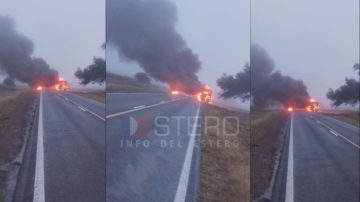 Un micro que trasladaba a 35 pasajeros desde Frías a Santiago se prendió fuego y solo de milagro no hubo víctimas