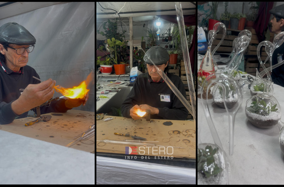 El arte y la creatividad de trabajar el vidrio para crear piezas únicas en la Feria Artesanal