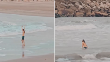 Se metió al mar con -1° en Mar del Plata y el video estalló en redes