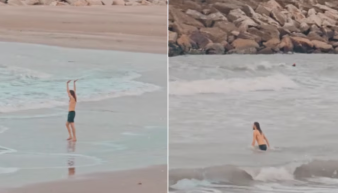 Se metió al mar con -1° en Mar del Plata y el video estalló en redes