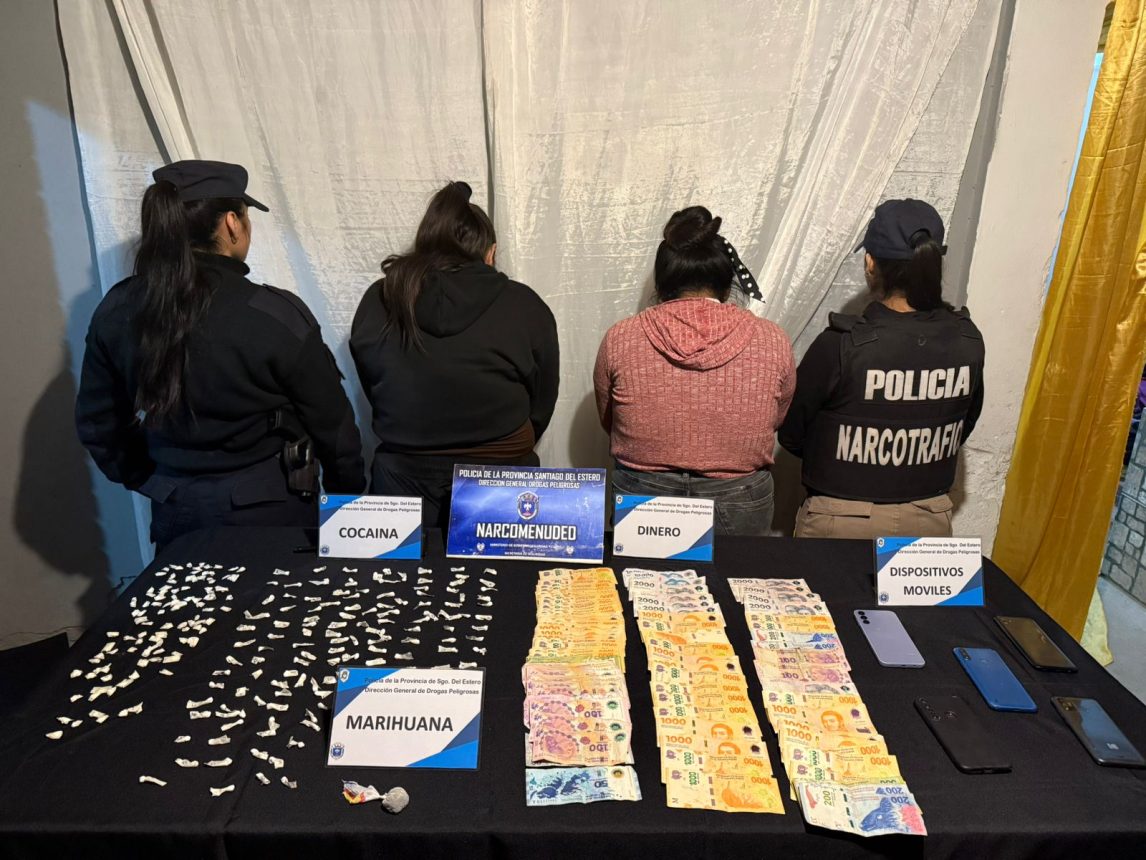 Ponen tras las rejas a dos mujeres que vendían drogas en Las Termas y secuestran 300 dosis de cocaína