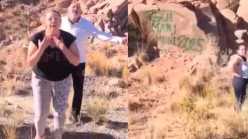 Insólito: turistas hicieron un grafiti en medio de la naturaleza de Potrerillos y un ciudadano los escrachó en las redes