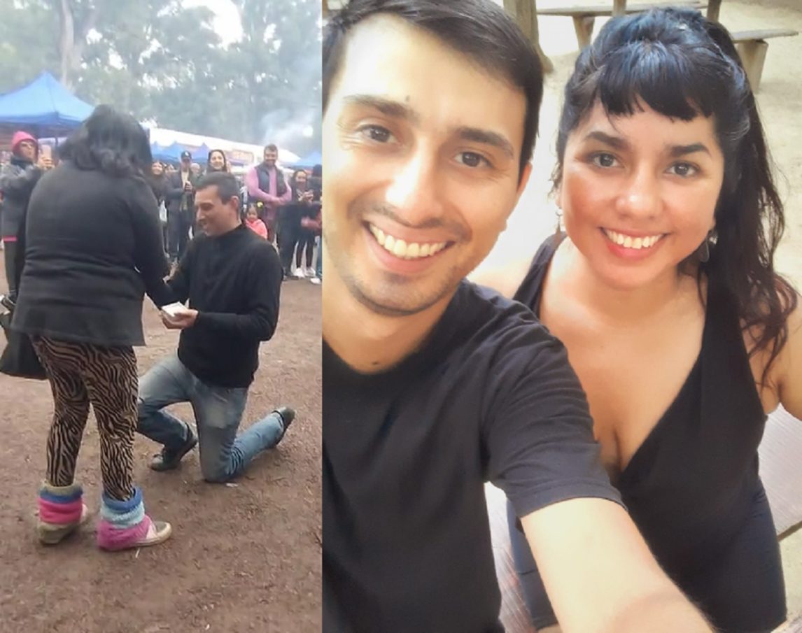 El amor está en la Feria Artesanal: Sorprendió a su novia con una propuesta inolvidable