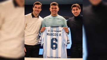 Marcos Rojo fue presentado oficialmente como nuevo jugador de Racing