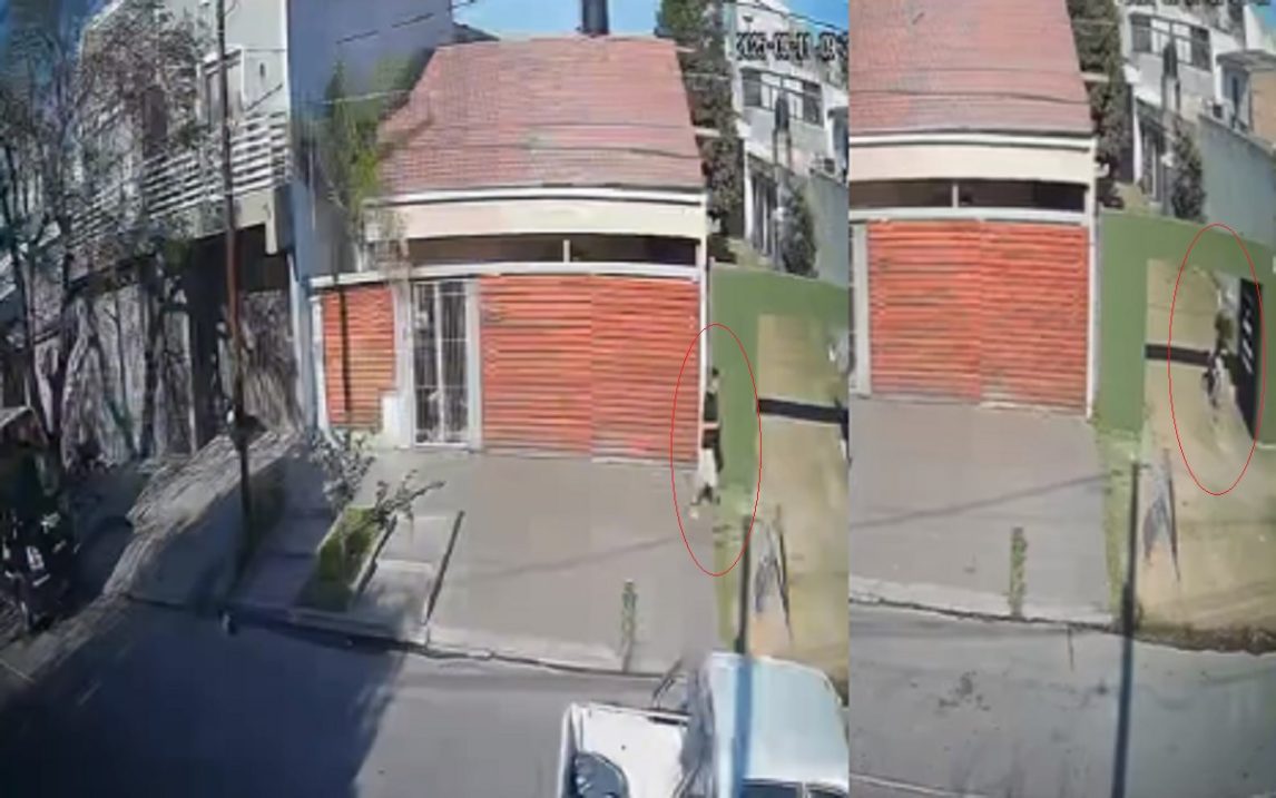 En tiempo récord robó un reflector y escapó con total impunidad a plena luz del día en La Banda
